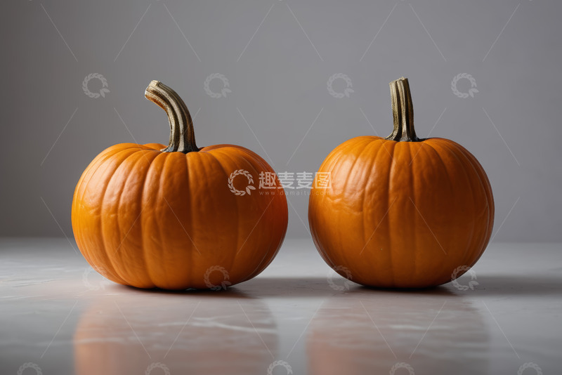 高清大图下载【趣麦麦图】两个橙色南瓜静物特写