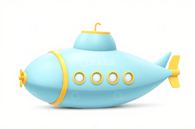 高清大图下载【趣麦麦图】蓝色卡通风格潜水艇素材