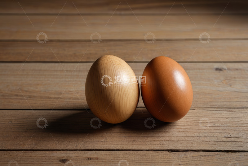 高清大图下载【趣麦麦图】木质背景上的鸡蛋和木蛋
