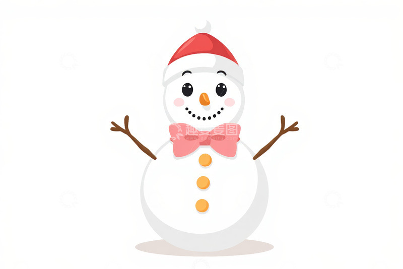 高清大图下载【趣麦麦图】戴圣诞帽的卡通雪人形象