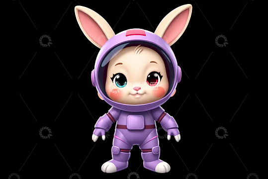 紫色宇航服卡通兔子形象