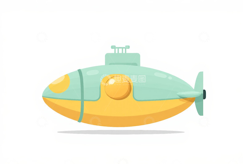高清大图下载【趣麦麦图】卡通风格潜水艇插图