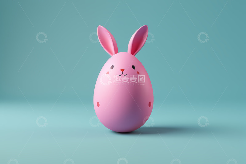 高清大图下载【趣麦麦图】-粉色兔子造型复活节鸡蛋