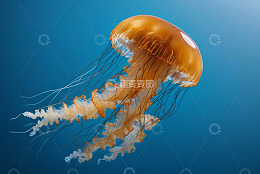 海洋中的橙色水母特写