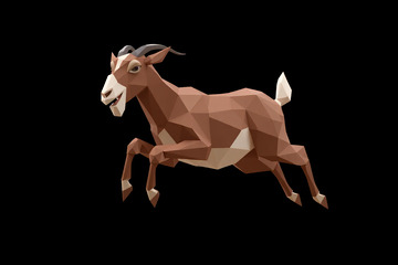 低多边形风格奔跑山羊