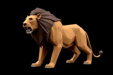 低多边形风格雄狮模型
