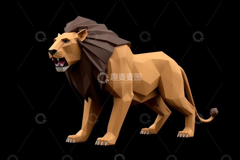 高清大图下载【趣麦麦图】低多边形风格雄狮模型