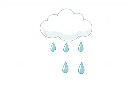 手绘下雨云朵天气素材