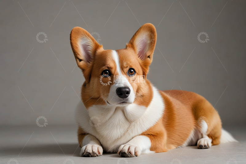 高清大图下载【趣麦麦图】趴着的柯基犬宠物素材