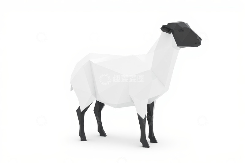 高清大图下载【趣麦麦图】-低多边形风格羊3D模型