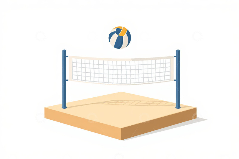 高清大图下载【趣麦麦图】沙滩排球场景插画