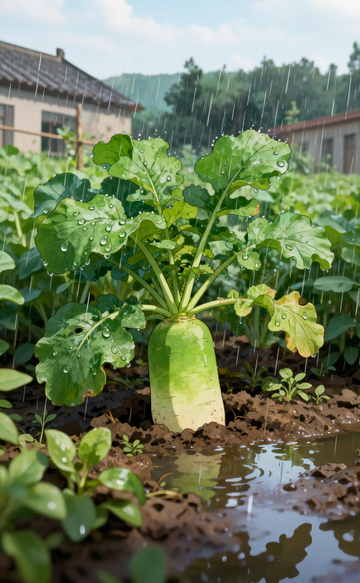 雨中萝卜田风光摄影