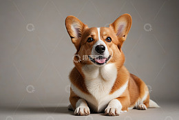 趴卧的威尔士柯基犬