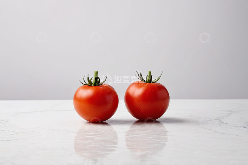 高清大图下载【趣麦麦图】白色台面上的两个新鲜番茄