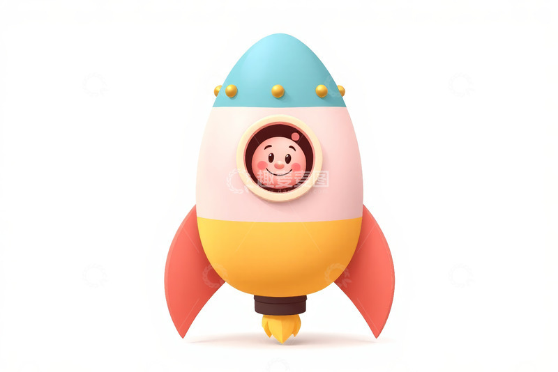 高清大图下载【趣麦麦图】卡通火箭内的可爱人物形象