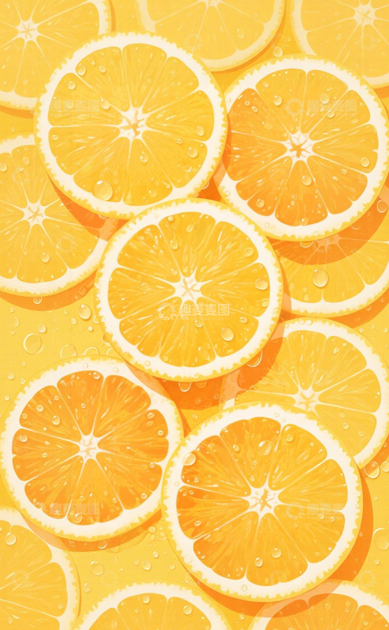 高清大图下载【趣麦麦图】橙子插画背景设计素材