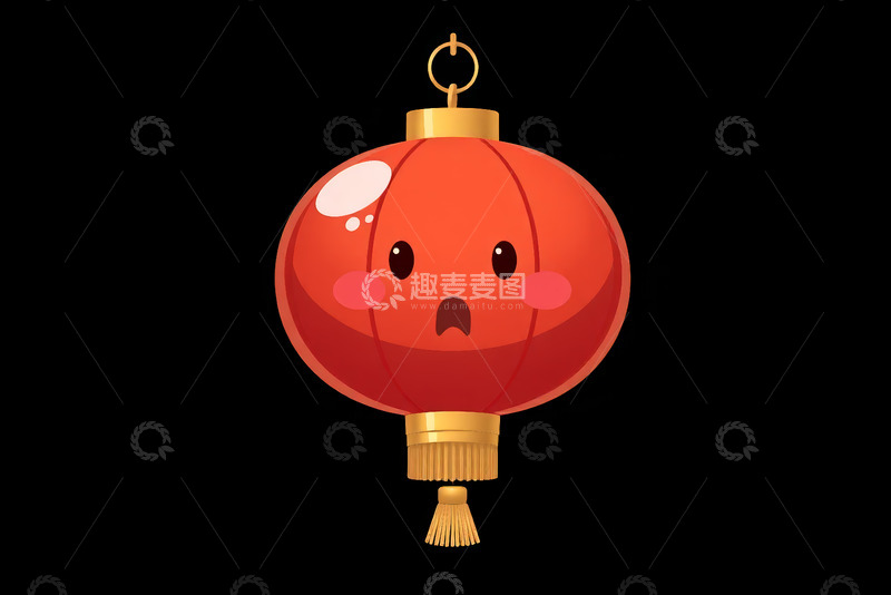 高清大图下载【趣麦麦图】卡通表情中国灯笼图案
