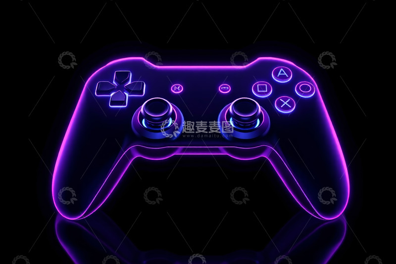 高清大图下载【趣麦麦图】紫色发光游戏手柄特写