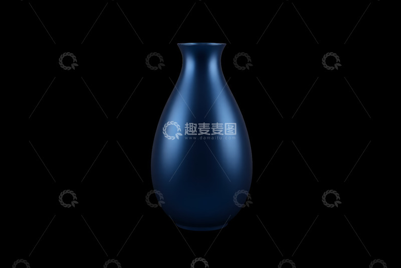 高清大图下载【趣麦麦图】蓝色花瓶黑色背景静物