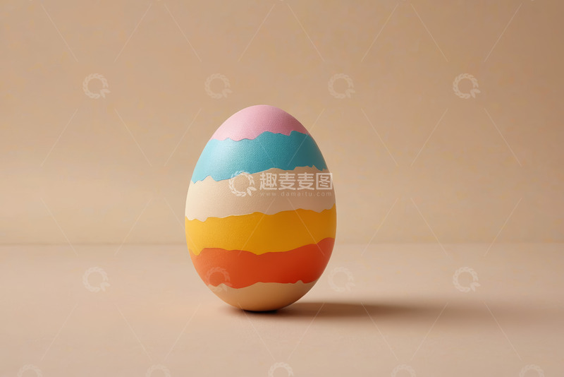 高清大图下载【趣麦麦图】多彩条纹复活节鸡蛋静物