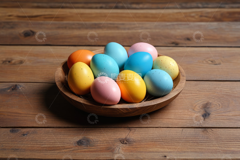 高清大图下载【趣麦麦图】木盘内多彩复活节鸡蛋