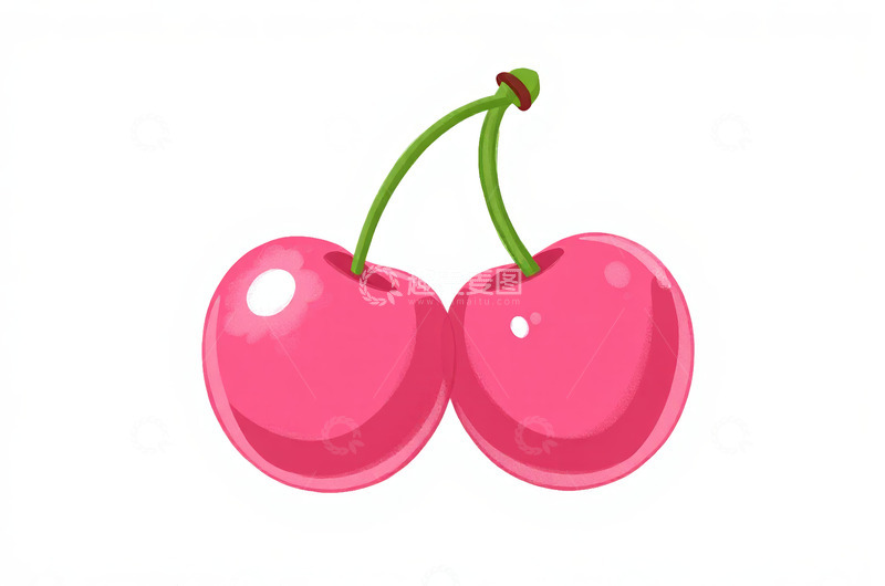 高清大图下载【趣麦麦图】卡通风格双樱桃插画