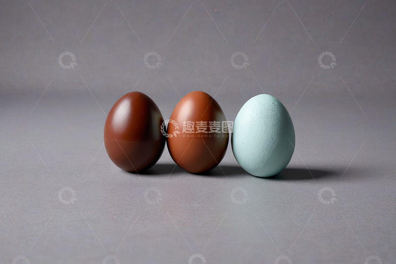 高清大图下载【趣麦麦图】三个不同颜色鸡蛋特写