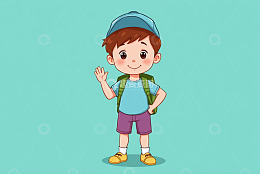 挥手小男孩插图