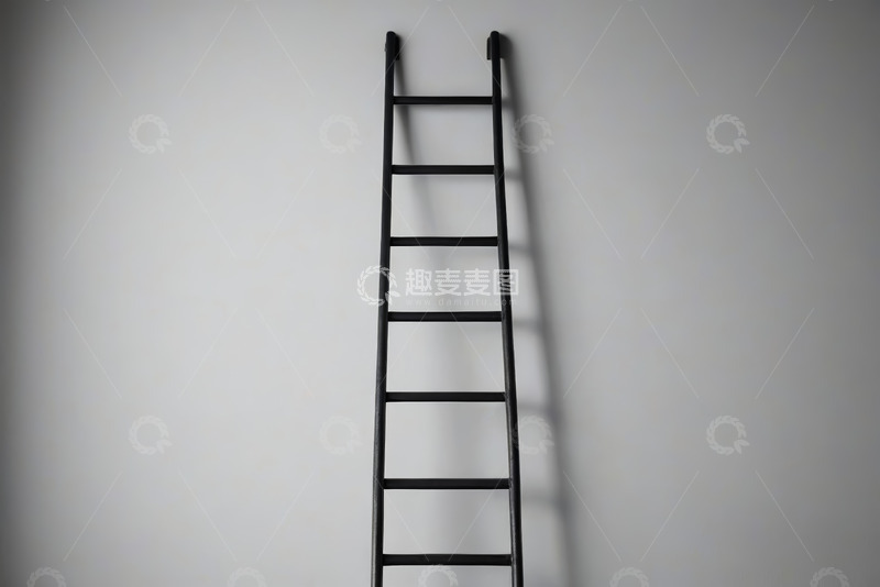 高清大图下载【趣麦麦图】靠墙黑色金属梯子
