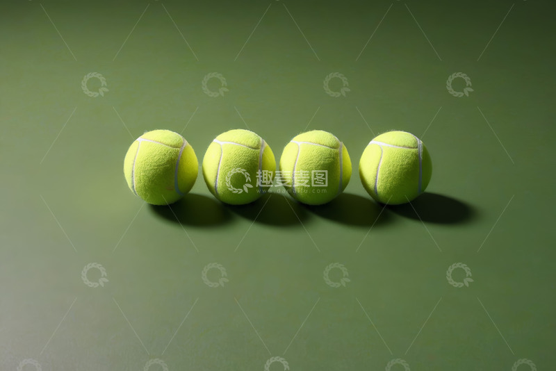 高清大图下载【趣麦麦图】四个网球摆放在绿色背景上