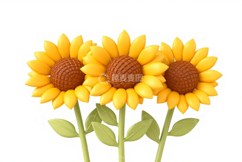高清大图下载【趣麦麦图】三朵向日葵植物素材