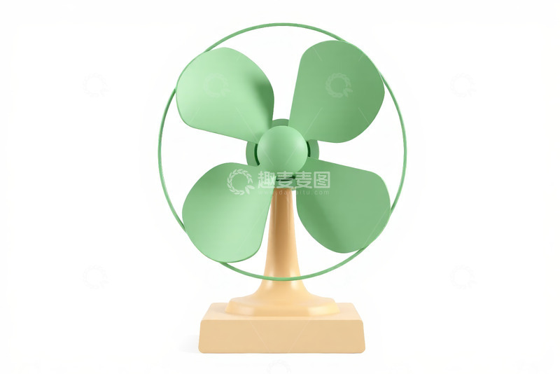 高清大图下载【趣麦麦图】绿色桌面小风扇静物素材