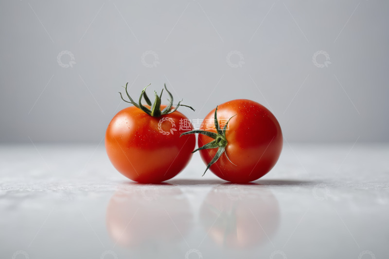 高清大图下载【趣麦麦图】两个新鲜红色番茄特写
