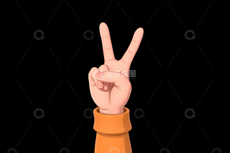 高清大图下载【趣麦麦图】手比V手势特写