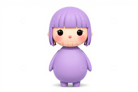 紫色卡通女孩角色形象