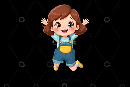 跳跃的卡通女孩插图