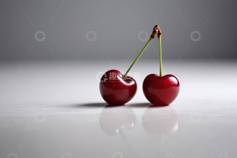 高清大图下载【趣麦麦图】两颗红樱桃特写素材