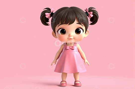 粉色系卡通小女孩形象素材