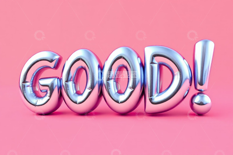 高清大图下载【趣麦麦图】粉色背景银色GOOD气球文字