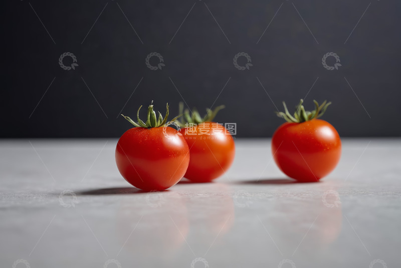 高清大图下载【趣麦麦图】三颗红色小番茄静物图
