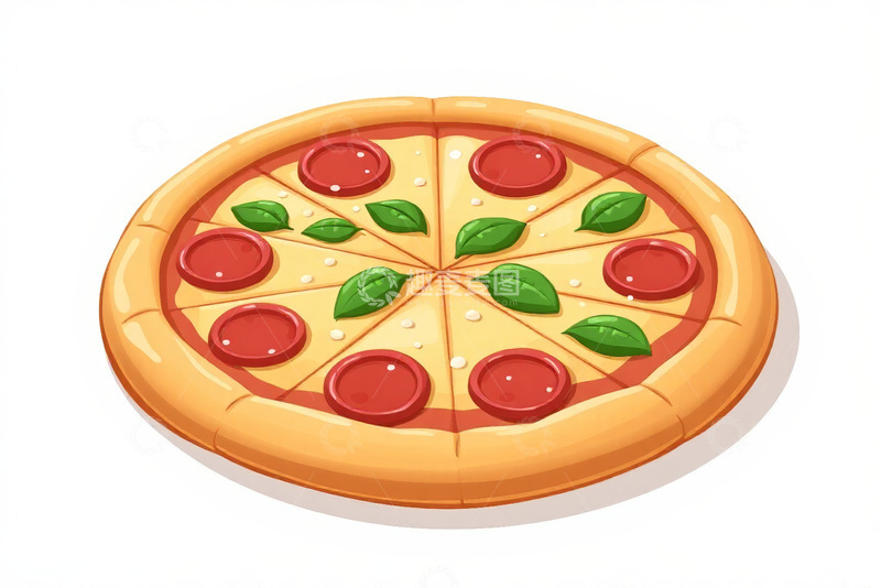 高清大图下载【趣麦麦图】卡通风格意大利香肠比萨
