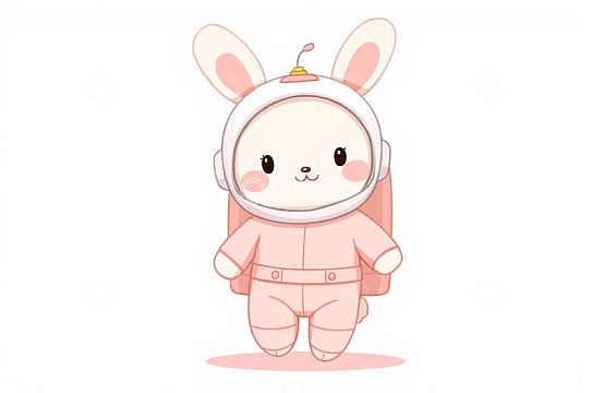 卡通兔子宇航员形象插画