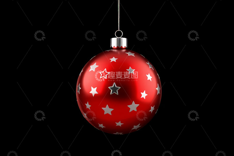 高清大图下载【趣麦麦图】红色星星图案圣诞装饰球