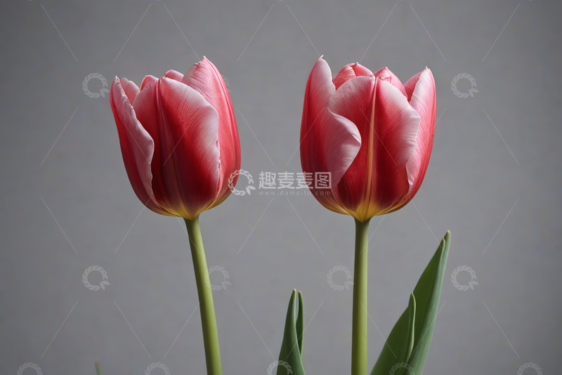 高清大图下载【趣麦麦图】两朵红色郁金香特写