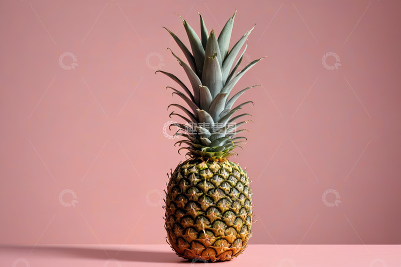 高清大图下载【趣麦麦图】粉色背景上的新鲜菠萝