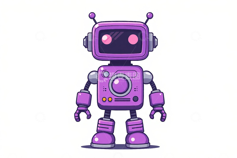 高清大图下载【趣麦麦图】紫色卡通机器人形象