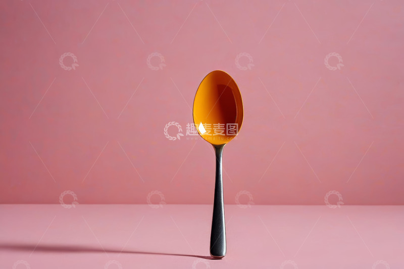 高清大图下载【趣麦麦图】粉色背景上的勺子特写