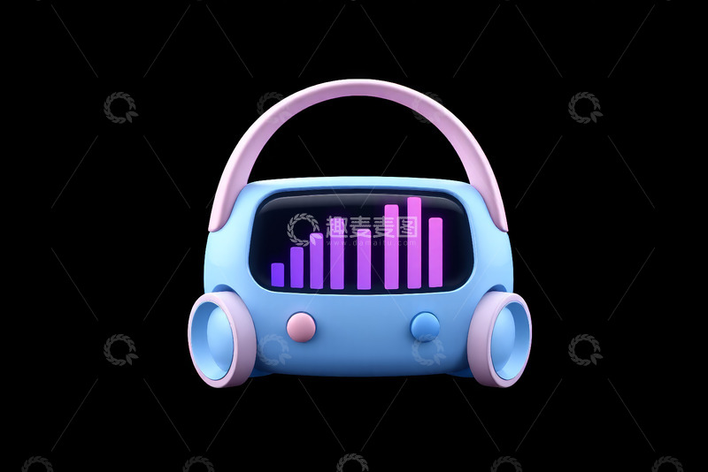 高清大图下载【趣麦麦图】蓝色卡通风格音乐播放器