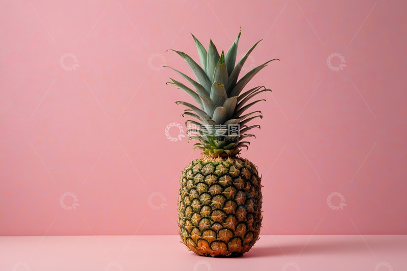 高清大图下载【趣麦麦图】粉色背景上的新鲜菠萝
