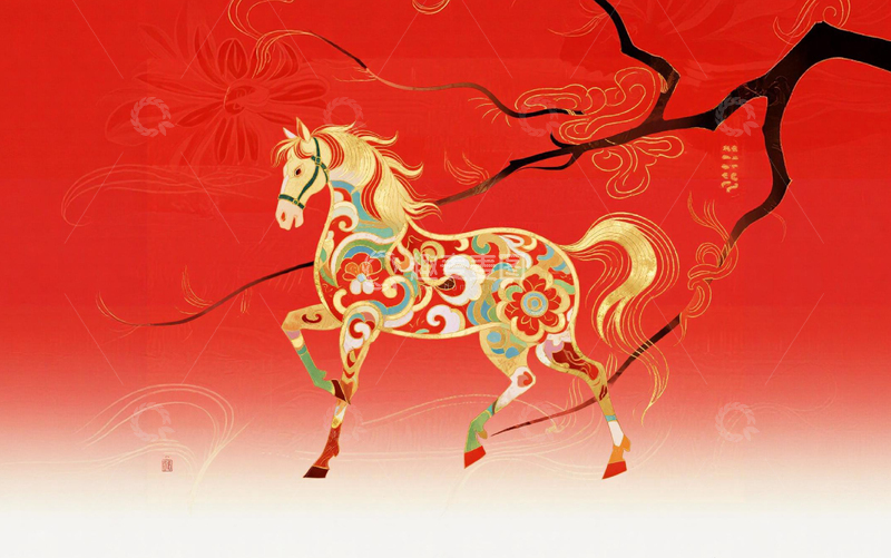 高清大图下载【趣麦麦图】中国风骏马图案装饰画